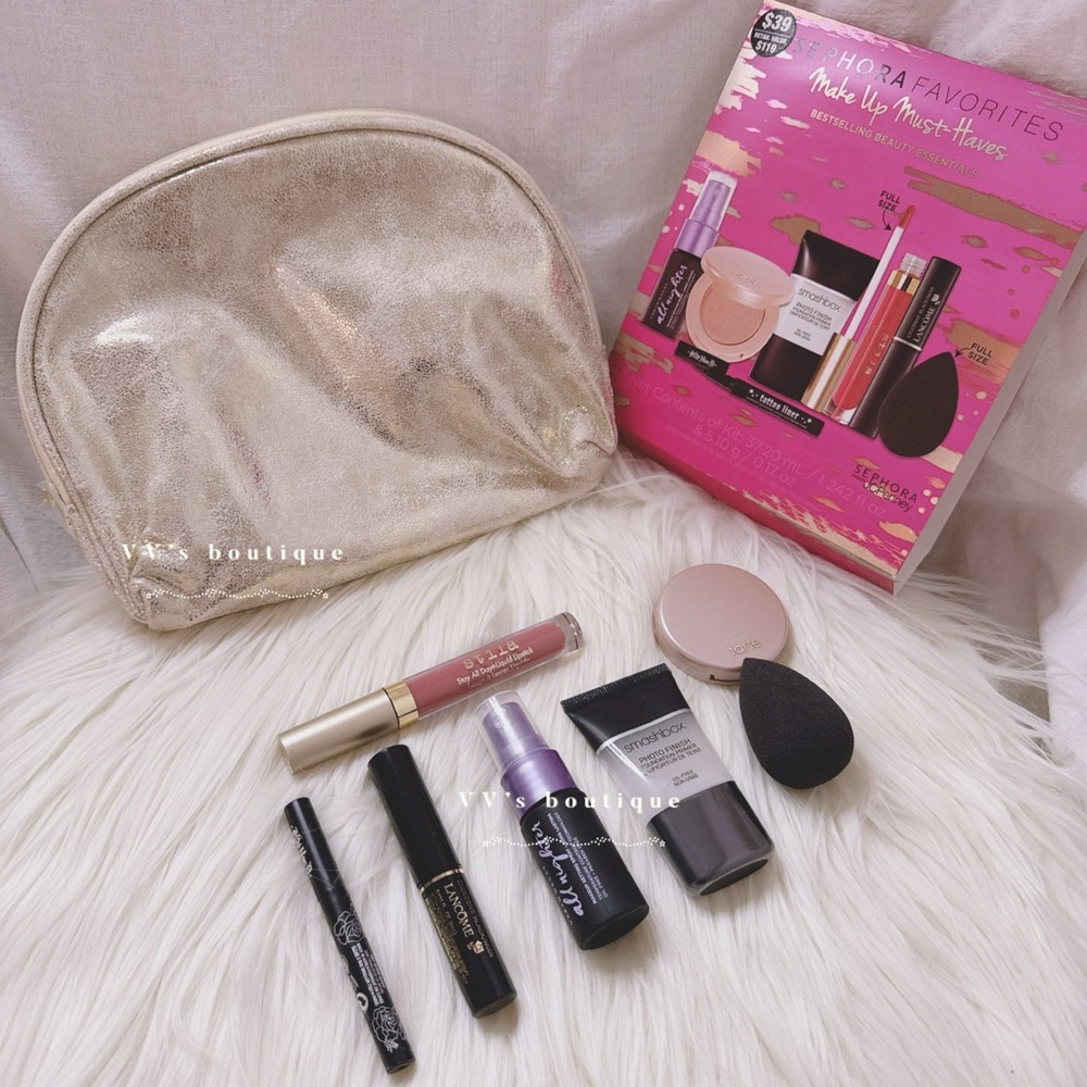 NWT Sephora Favorites Holiday Must Haves Makeup Pouch Stila Lancôme Smashbox